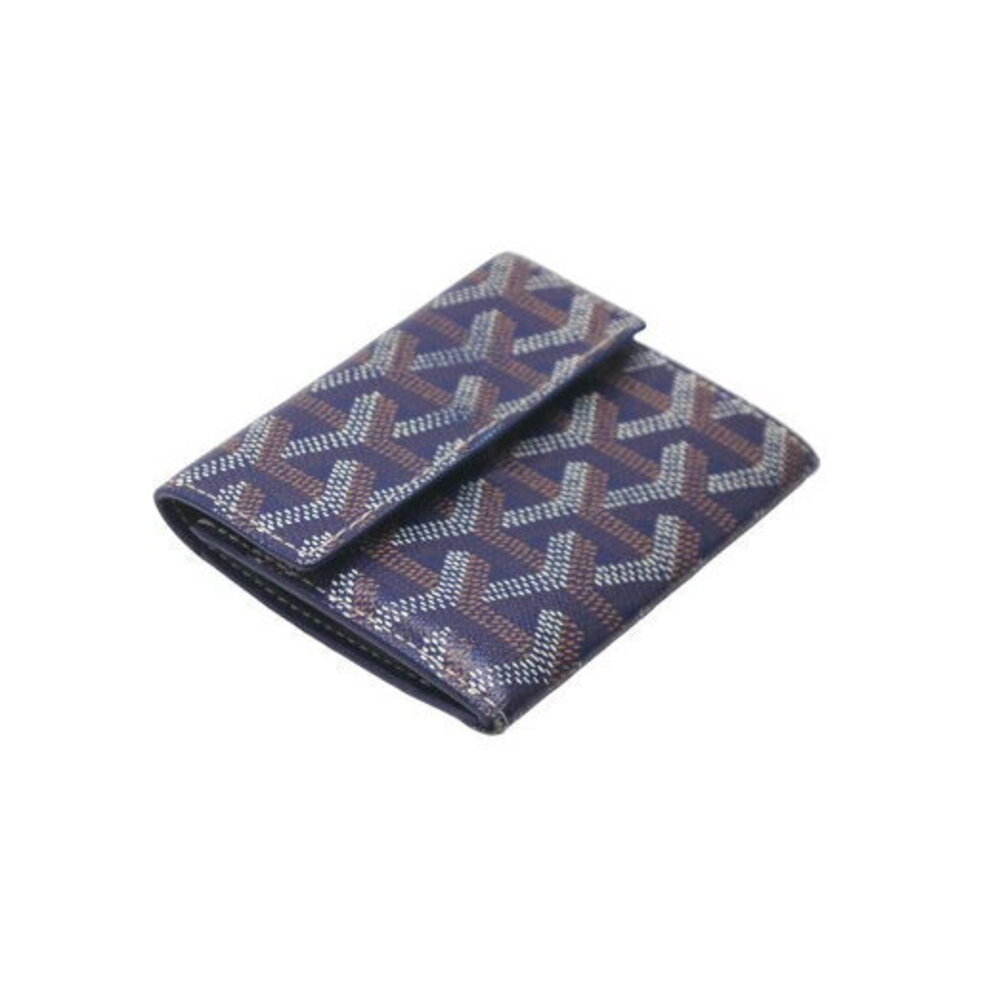 Goyard Marigny Coin Wallet Card Herringbone Pattern Navy Blue View 3